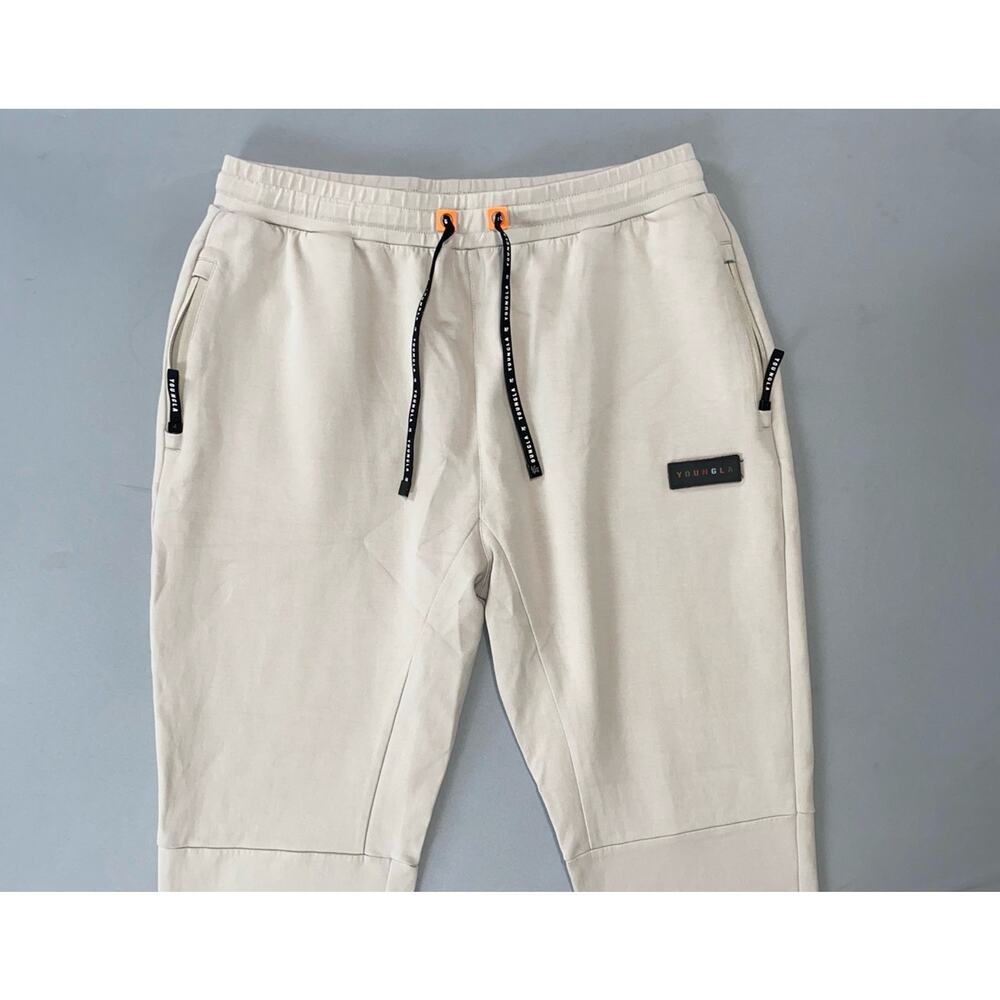 YoungLA Men's 236 Elevate Pull On Athletic Jogger Pants. Light Gray, Men's XL